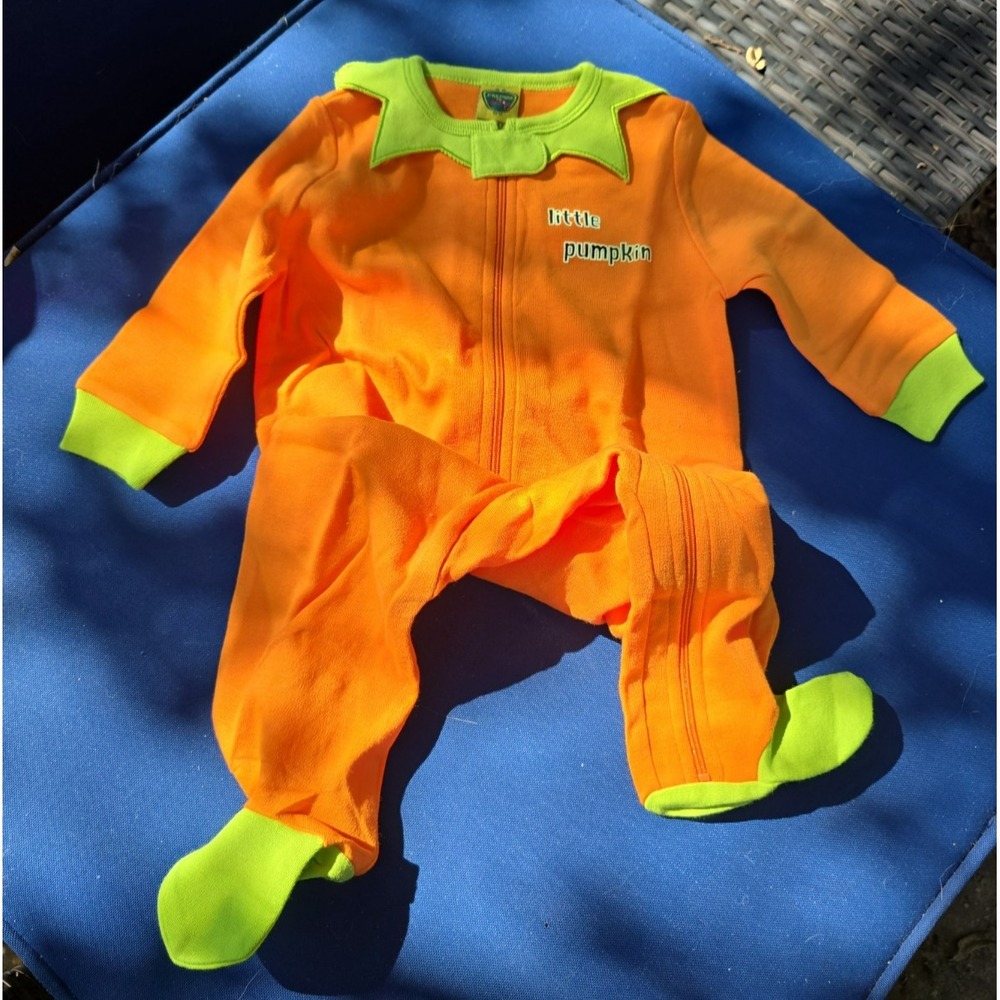 Prepare To Scare Infant Baby 6-9 Month Orange Little Pumpkin 1 Piece 100% Cotton